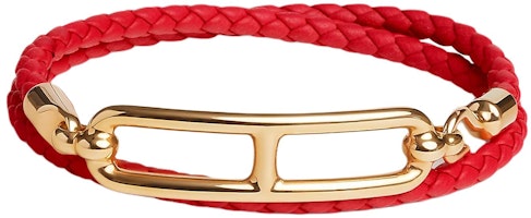 (Women) HERMES Red Braided Leather Bracelet H071727FOS3T2 (Women) HERMES Red Braided Leather Bracelet H071727FOS3T2