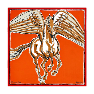 (Women) HERMES Red Pegasus Scarf - Stylish, Elegant, Fashionable. H243802S-12