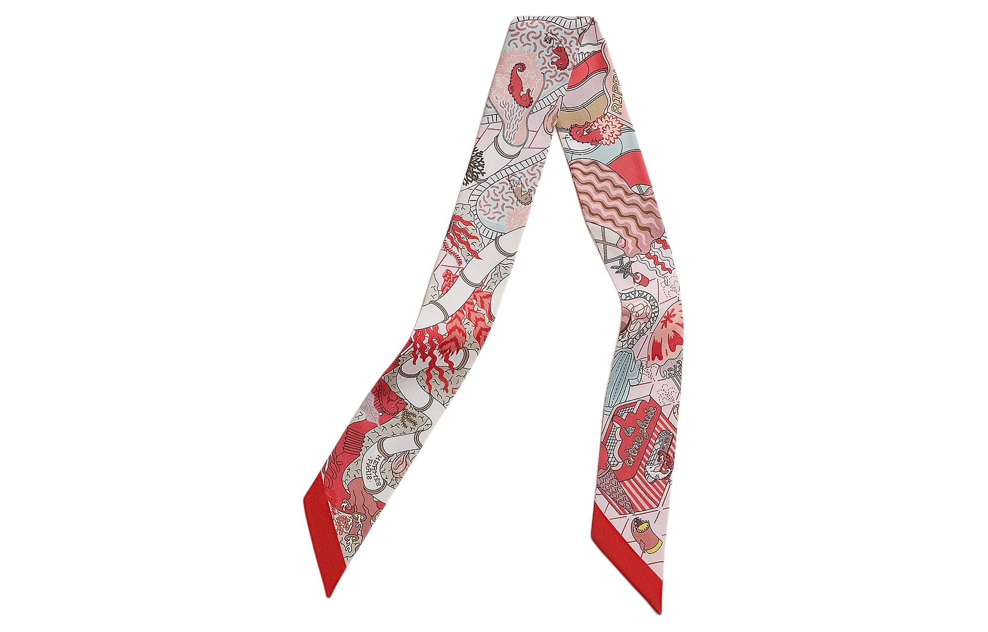 (Women) HERMES  Red Silk Scarf with Aquapark Print Design. H063806Sv04 圖 2