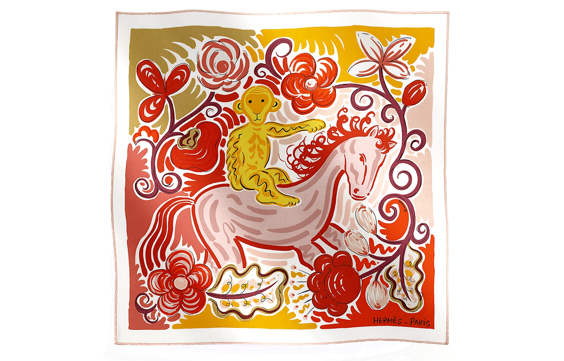 (Women) HERMES  Red Silk Scarf with Printed Design. H893008Sv11 圖 2