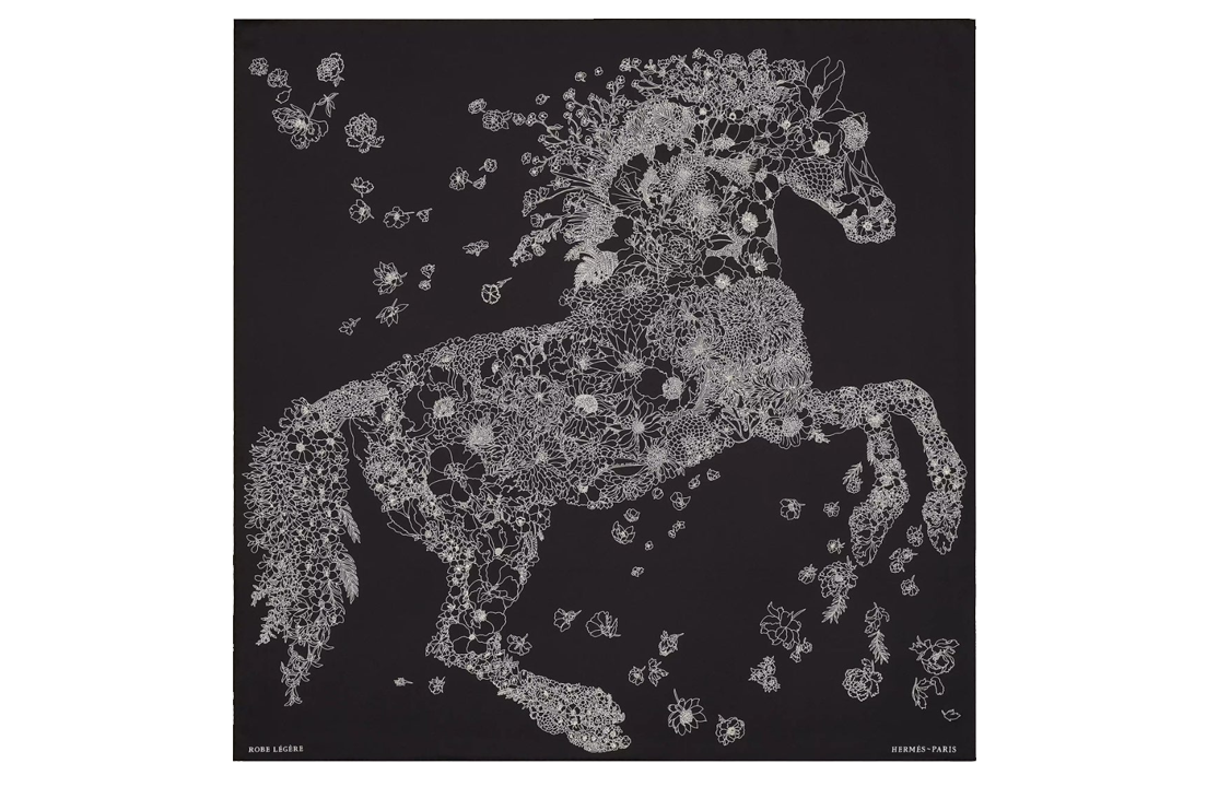 (Women) HERMES  Retro Floral Silk Scarf H003904S 12