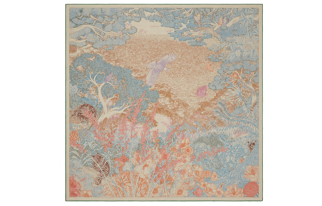 (Women) HERMES 'Return to Nature' 140CM Lightweight Floral Print  Scarf Multicolor H243854S 03