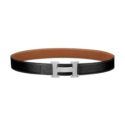 (Women) HERMES Reversible Belt Togo Epsom Calfskin Black 3.2cm H064544CB86-H073967CAAA105