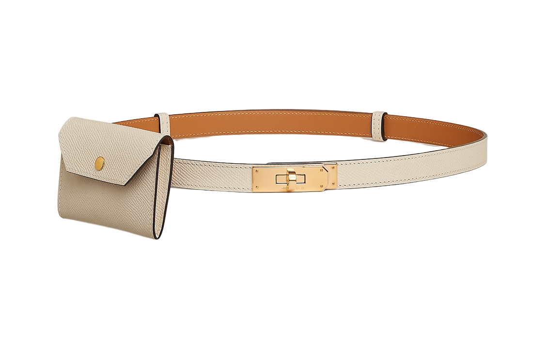 (Women) HERMES  Reversible Calfskin Leather Belt, Smooth Buckle, Beige, 1.8cm Wide H081120CC10 圖 2