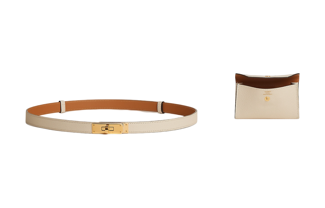 (Women) HERMES  Reversible Calfskin Leather Belt, Smooth Buckle, Beige, 1.8cm Wide H081120CC10 圖 3