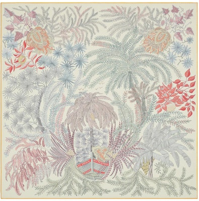 (Women) HERMES Reversible Fashion Scarf with Botanical Patterns H903908S-03 Lookbook (Women) HERMES Reversible Fashion Scarf with Botanical Patterns H903908S-03