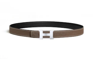 (Women) HERMES Reversible Leather Belt Black/Elephant Grey 2.4CM H064545CKH052150CABU (Women) HERMES Reversible Leather Belt Black/Elephant Grey 2.4CM H064545CKH052150CABU
