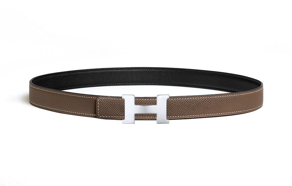 (Women) HERMES  Reversible Leather Belt Black/Elephant Grey 2.4CM H064545CKH052150CABU 圖 2