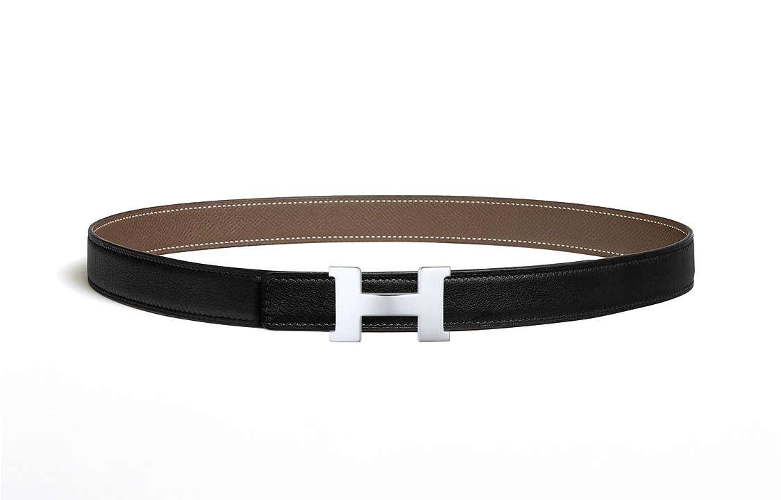 (Women) HERMES  Reversible Leather Belt Black/Elephant Grey 2.4CM H064545CKH052150CABU 圖 3