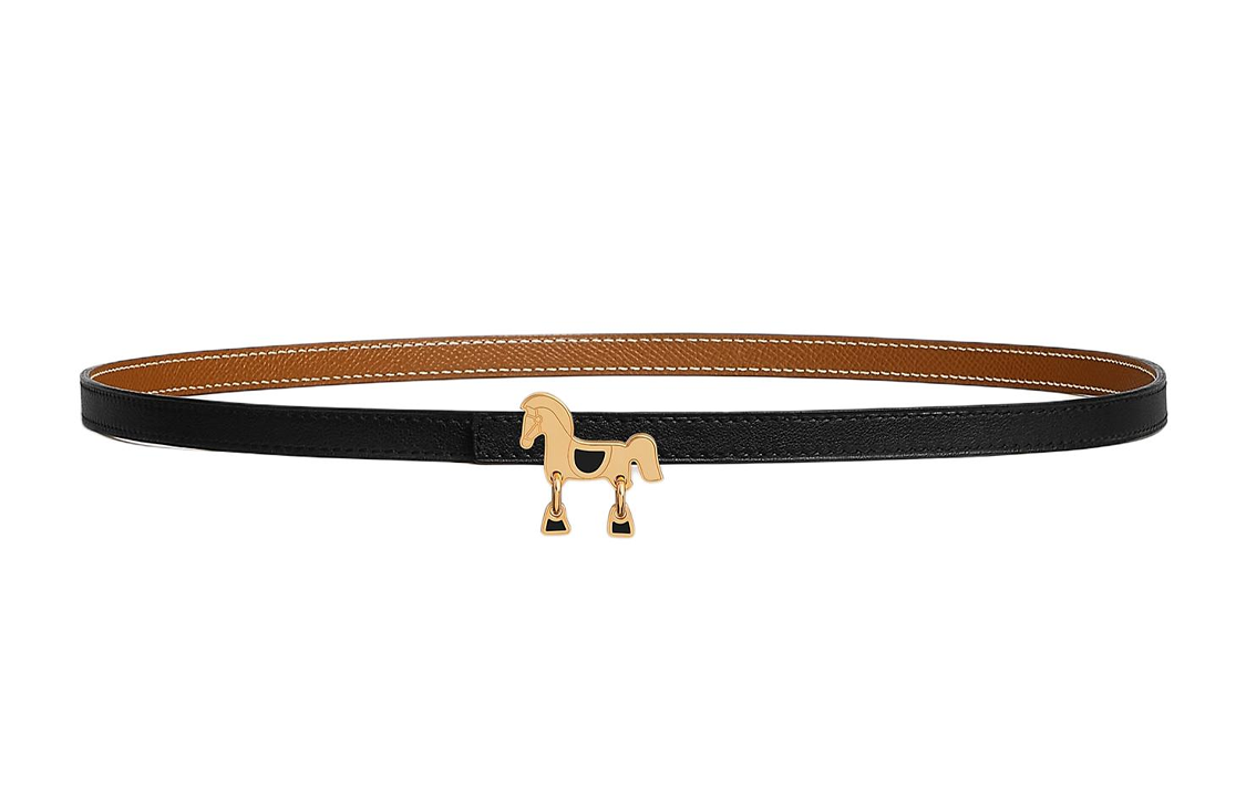 Lookbook (Women) HERMES  Reversible Leather Belt Brown/Black with Horse Buckle 1.3cm Wide H010752UC89 H065538CAAB075
