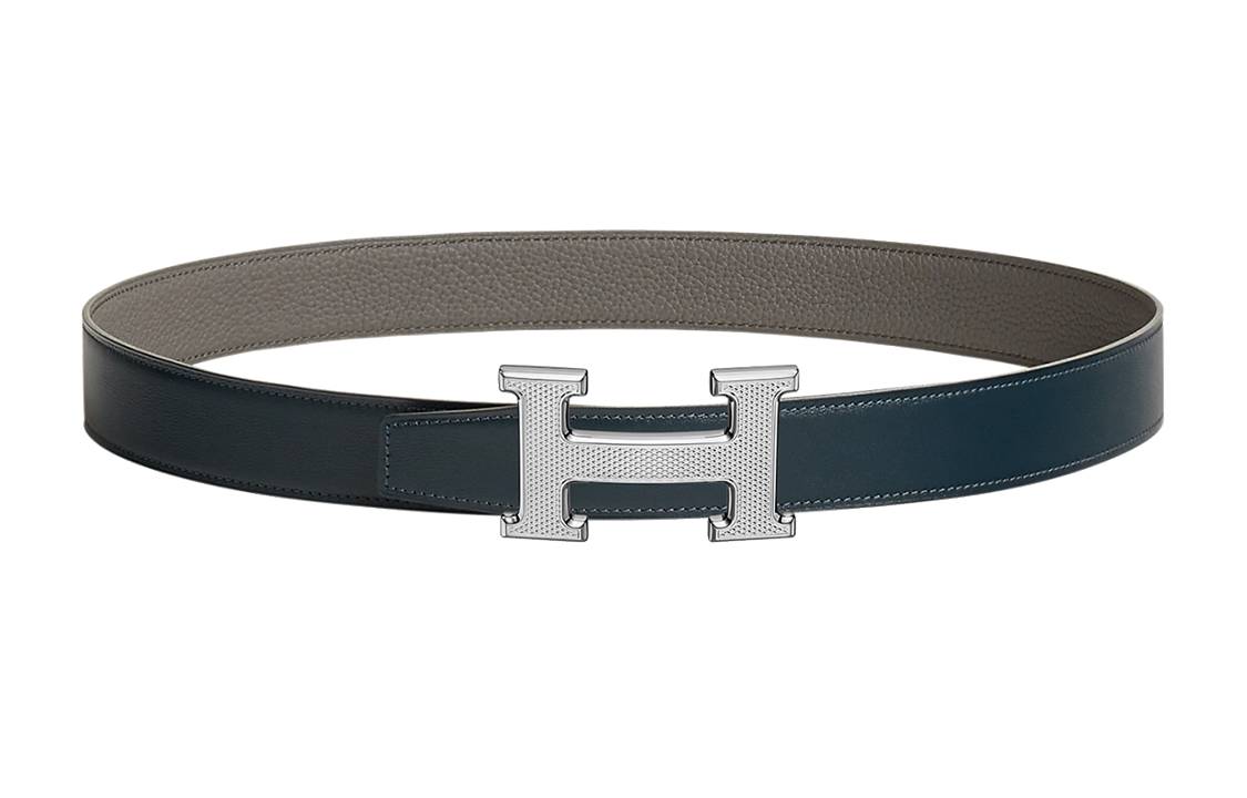 (Women) HERMES  Reversible Leather Belt Deep Blue/Grey 3.2cm Simple Classic Design H064540CK05-H073967CABG090 圖 2
