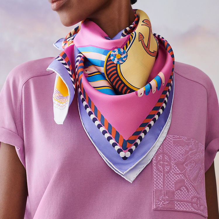 (Women) HERMES  Reversible Printed Silk Scarf Pink/Yellow. H903983S 07 圖 6