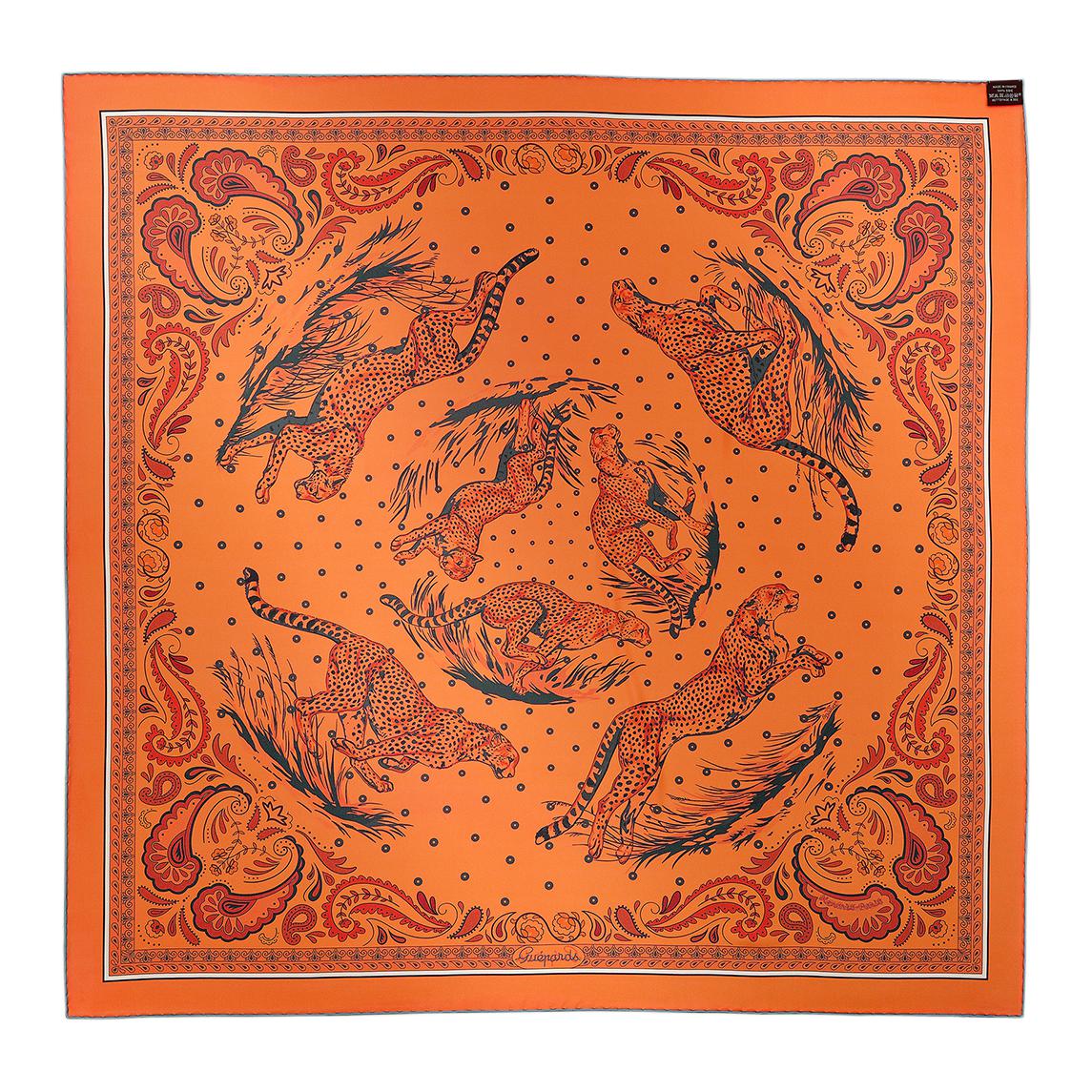 (Women) HERMES  Reversible Silk Scarf in Orange. H904166S