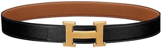 (Women) HERMES Reversible Togo Leather Belt Black/Brown Gold Buckle 3.2cm. H064540CC06-H073967CAAA105 (Women) HERMES Reversible Togo Leather Belt Black/Brown Gold Buckle 3.2cm. H064540CC06-H073967CAAA105