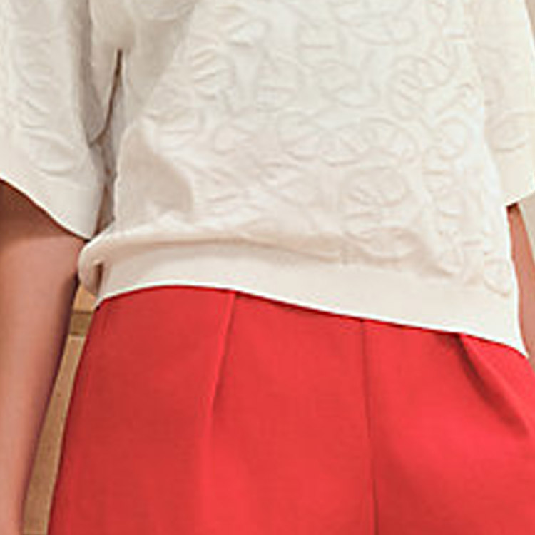 (Women) HERMES  Ribbed Knit Short-Sleeve T-Shirt Gray White H4E2649DC91 圖 7