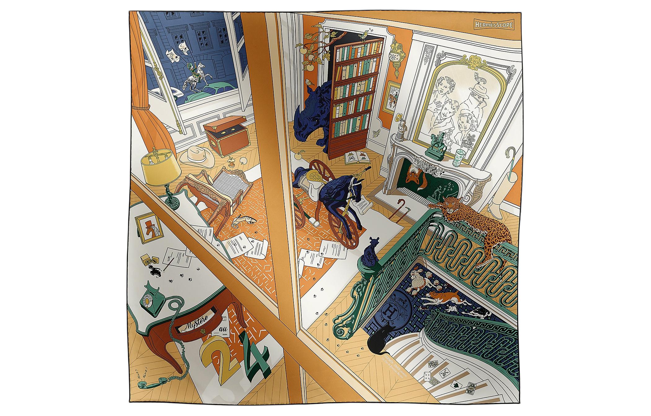 (Women) HERMES  Room Print Silk Scarf Camel Color H004106Sv08 圖 2