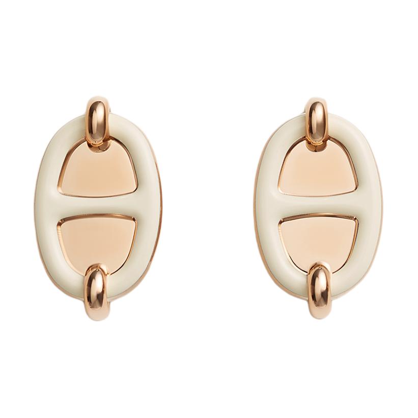 Order (W) HERMES 玫瑰金鍍金金屬耳環附品牌標誌細節。 H100052FOD3
