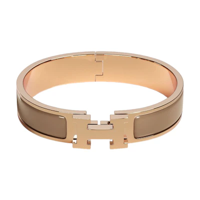 (Women) HERMES Rose Gold Clic H Enamel Bracelet. H700001FO64GM