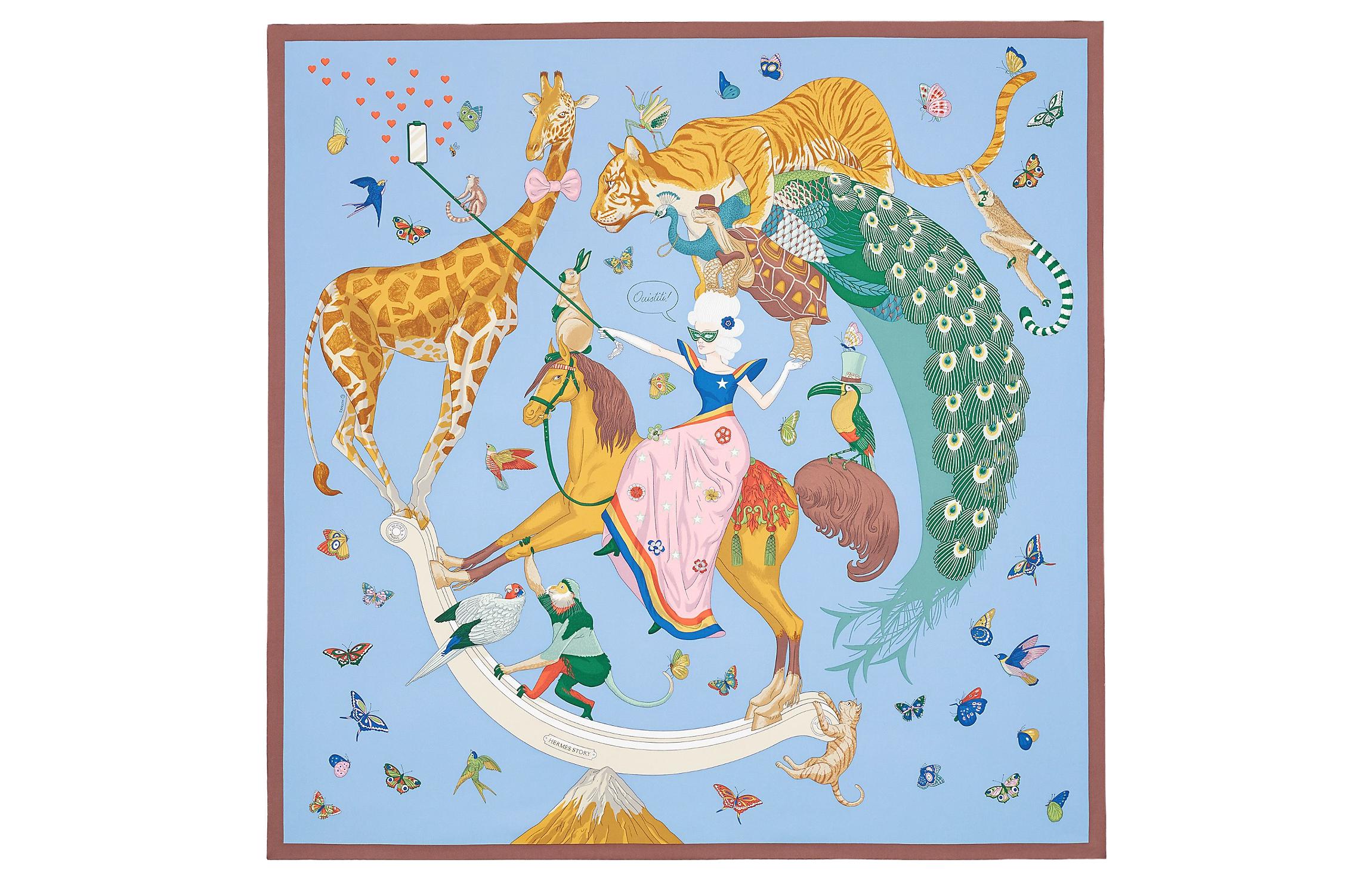 (Women) HERMES  Scarf "Fairy Taking Selfie on Horseback". H003875S-02 圖 2