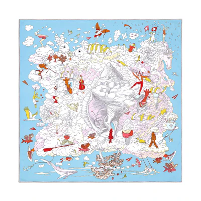 (Women) HERMES Scarf Blue/White - Stylish, Elegant, Versatile Accessory H003900S 13