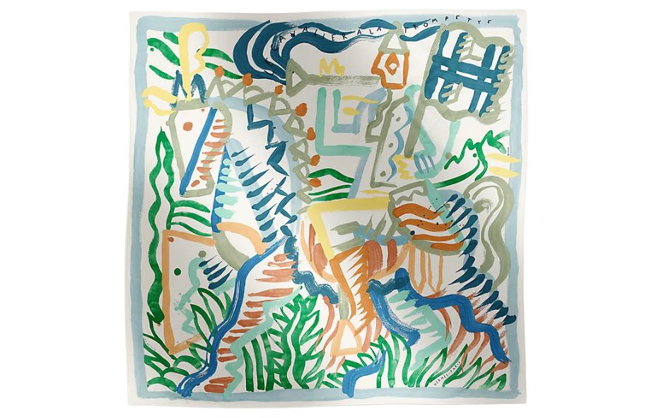 (Women) HERMES  Scarf Green/Blue with Horse Design. H004092Sv08 圖 2