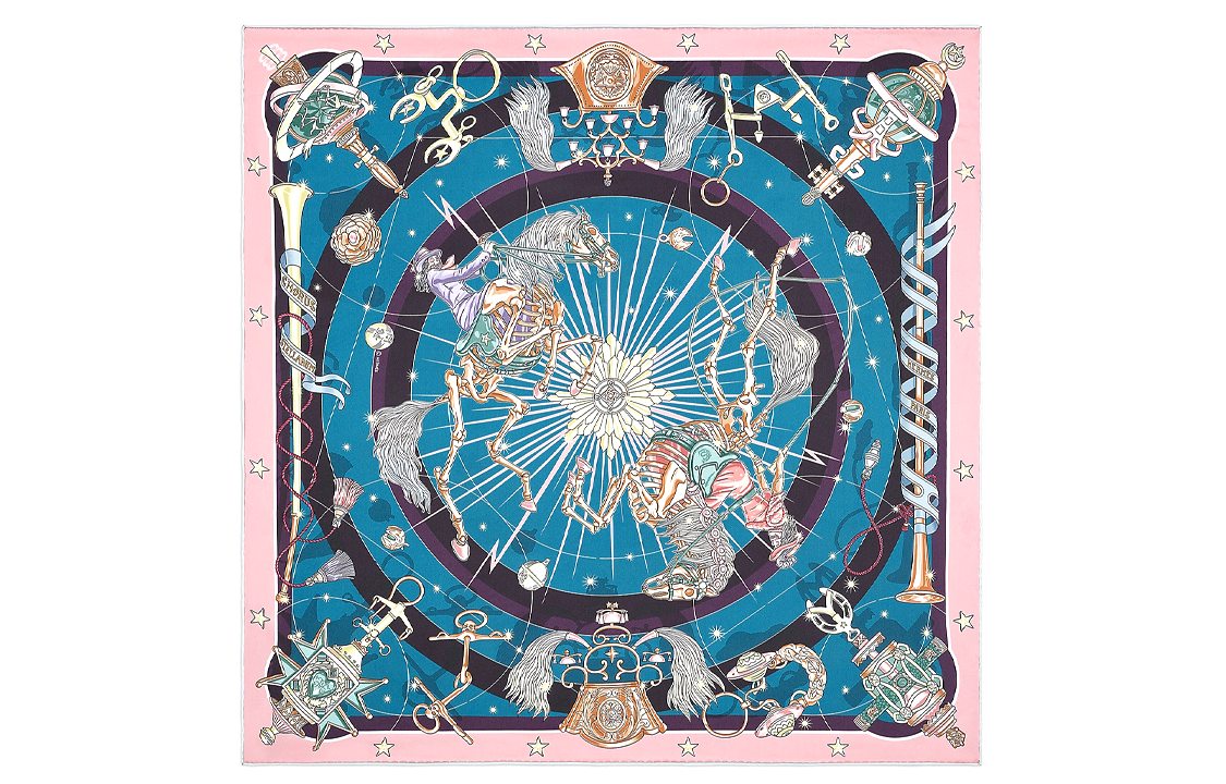 (Women) HERMES  Scarf Stardust Symphony in Pink/Cobalt Blue/Purple. H983912S 07