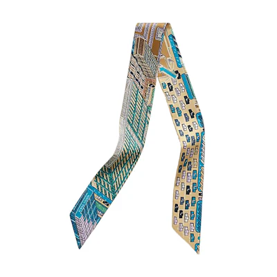 (Women) HERMES Scarf with Car Pattern Design - Multicolor Silk Scarf. H063969S09