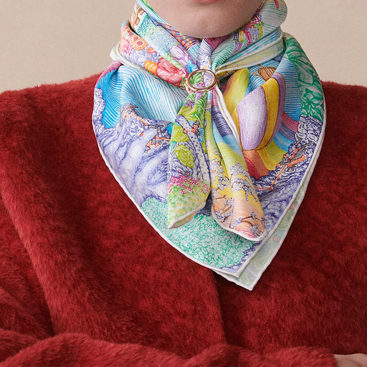 (Women) HERMES  Silk Scarf - Multicolor Pattern and Logo Design H004147S 01 圖 4