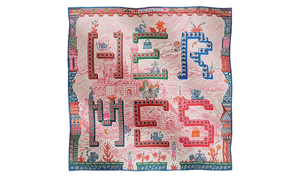 (Women) HERMES  Silk Scarf 45cm Adventure Details Multi-Color Square Scarf. H894049S-04