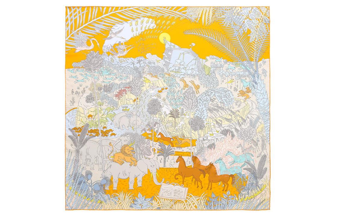 (Women) HERMES  Silk Scarf "Animal Carnival" Print Casual Accessory. H003953S 05