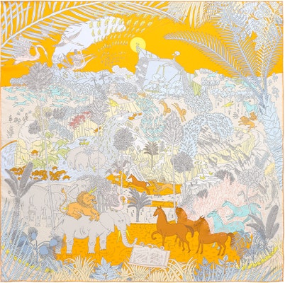 (W) HERMES Syal Sutra "Animal Carnival" Aksesori Kasual. H003953S 05 Order (W) HERMES Syal Sutra "Animal Carnival" Aksesori Kasual. H003953S 05