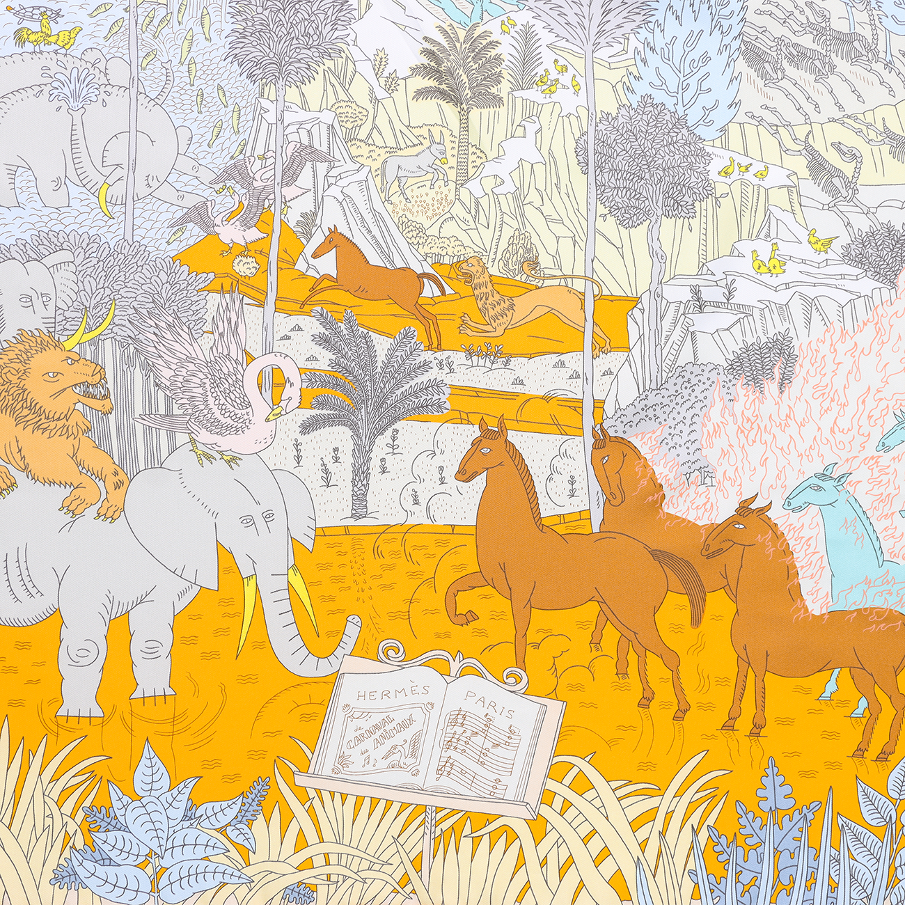 Lookbook (W) HERMES Syal Sutra "Animal Carnival" Aksesori Kasual. H003953S 05