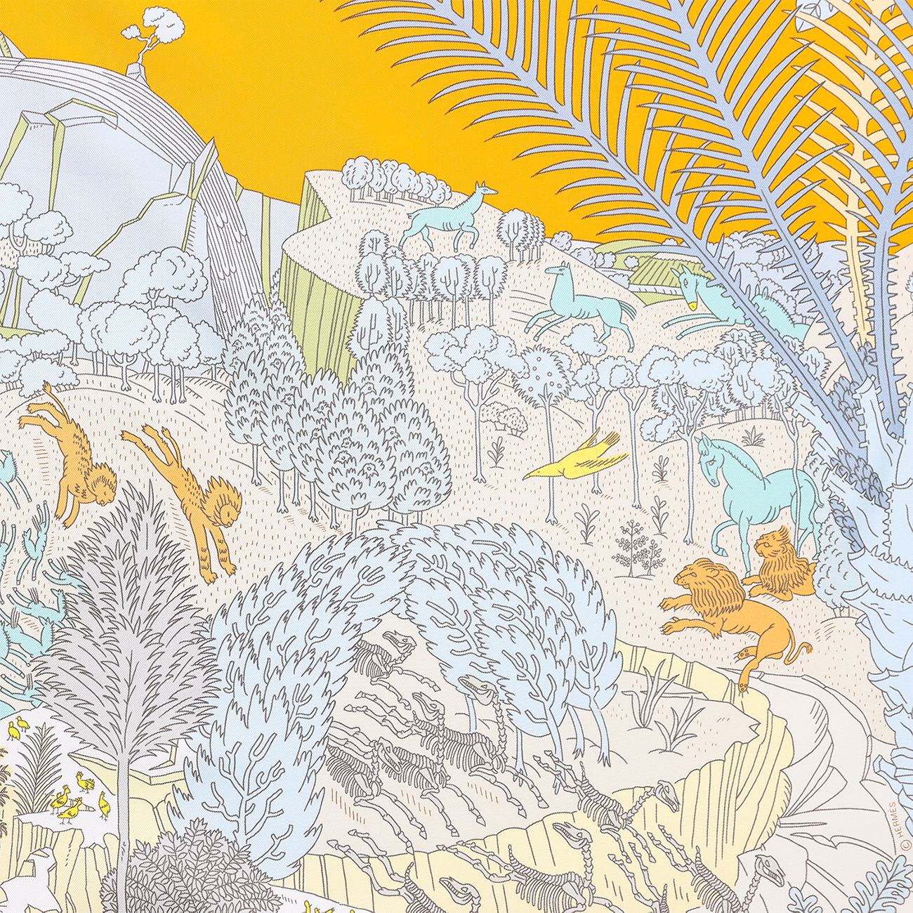 Shop (W) HERMES Syal Sutra "Animal Carnival" Aksesori Kasual. H003953S 05