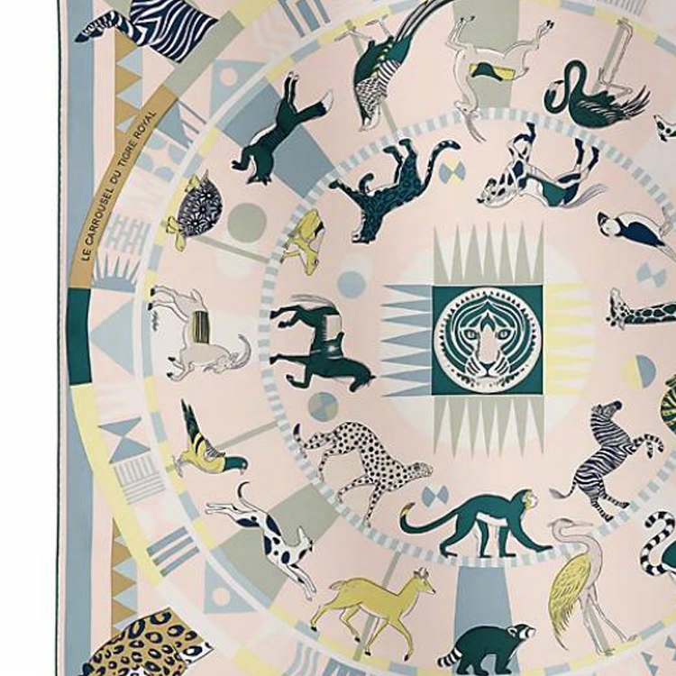 (Women) HERMES  Silk Scarf "Carousel of the Tiger King" in Candy Pink. H004206Sv06 圖 3