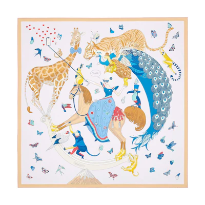 (Women) HERMES Silk Scarf "Fairy Taking a Selfie on Horseback". H003875S-09