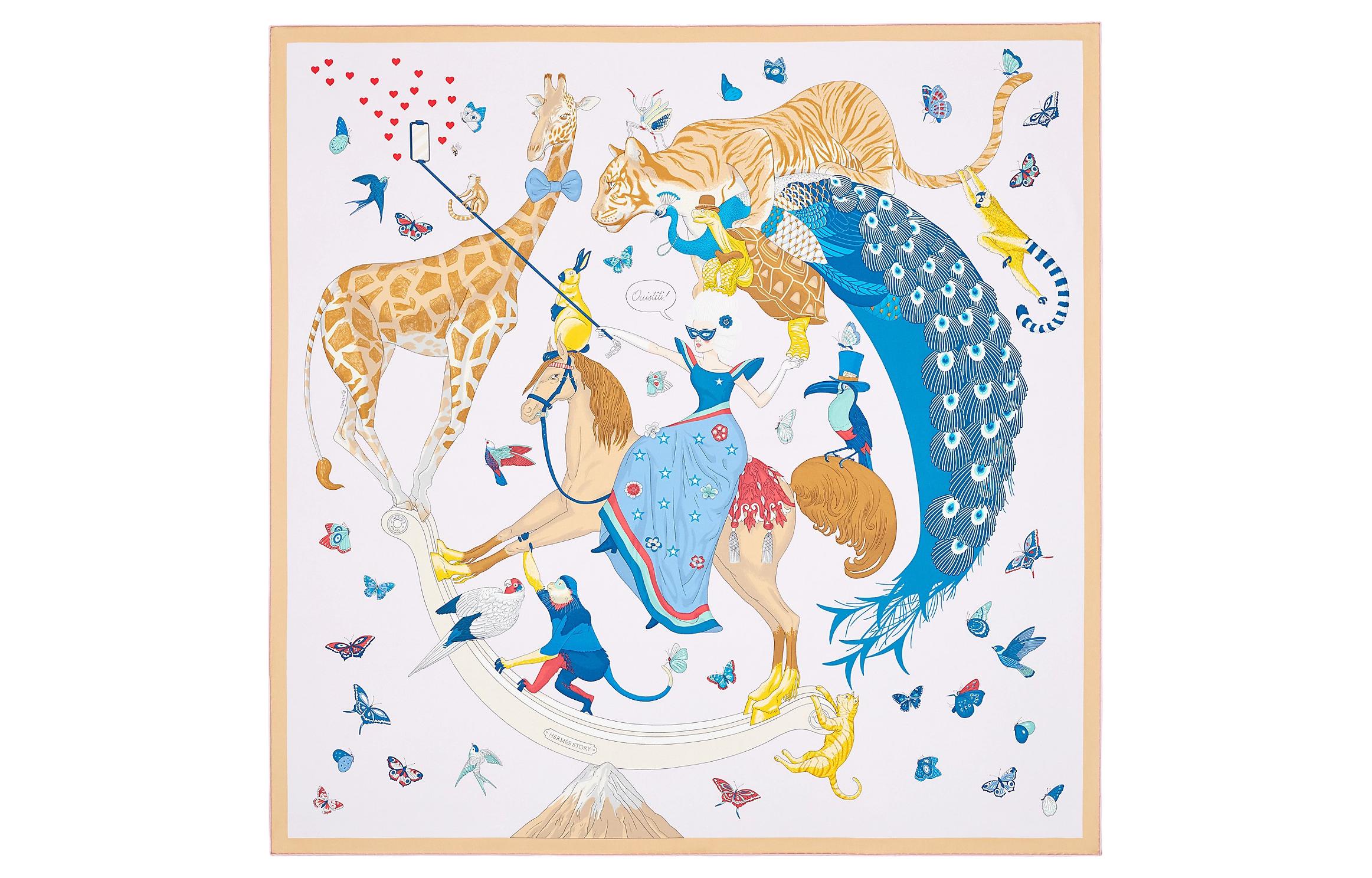 (Women) HERMES  Silk Scarf "Fairy Taking a Selfie on Horseback". H003875S-09 圖 2