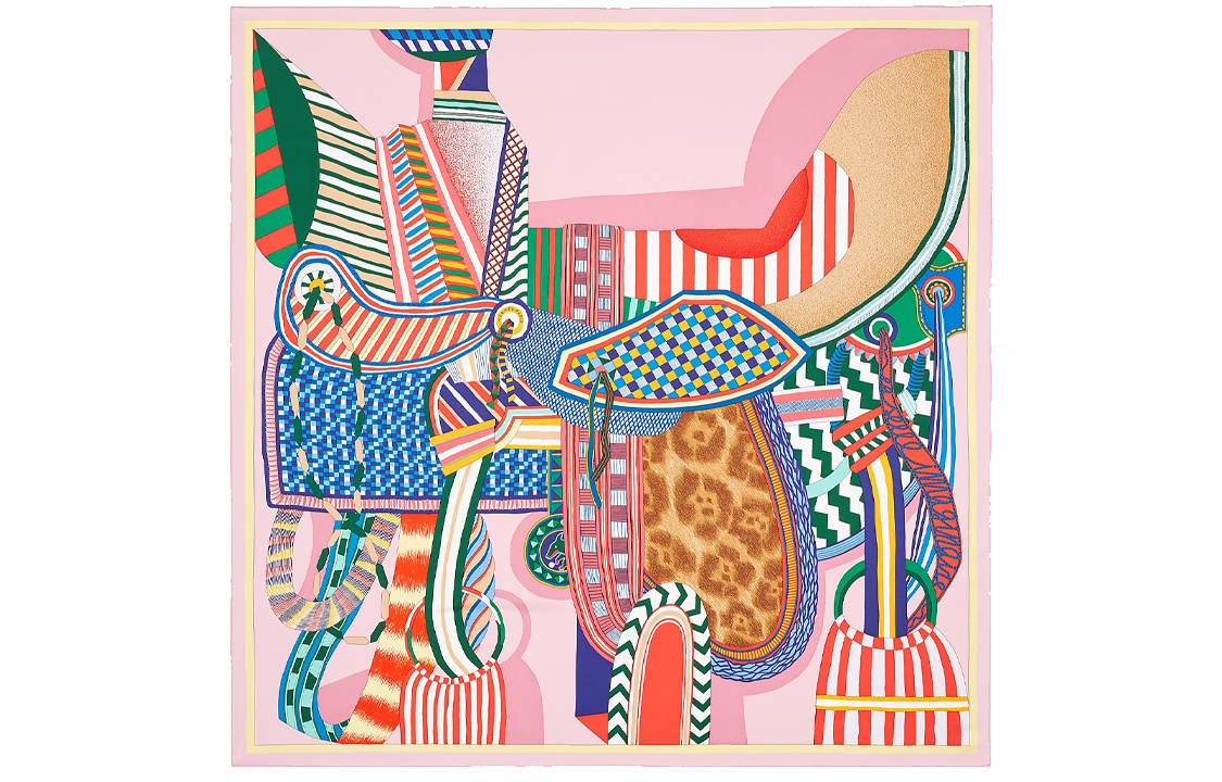 (Women) HERMES  Silk Scarf "Fantasy Saddle" 90x90 Pink. H003846S-01 圖 2