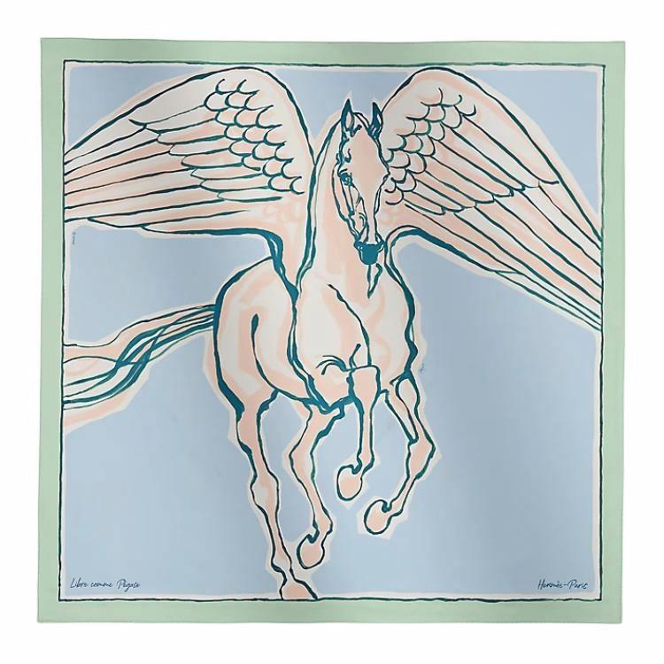 (Women) HERMES  Silk Scarf "Freedom Pegasus" Design in Aqua Green H003802S06 圖 2