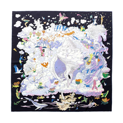 (Women) HERMES Silk Scarf "My Cloud" Pattern 90x90cm H003900S-01