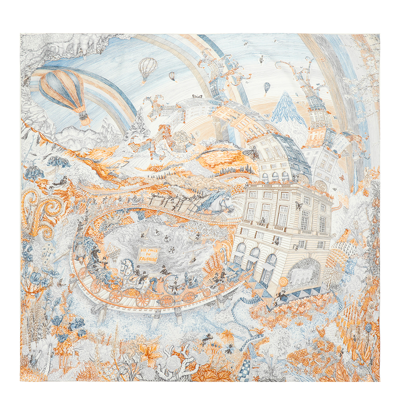 (Women) HERMES  Silk Scarf Multi-color Dream Fables Print H004147S 04