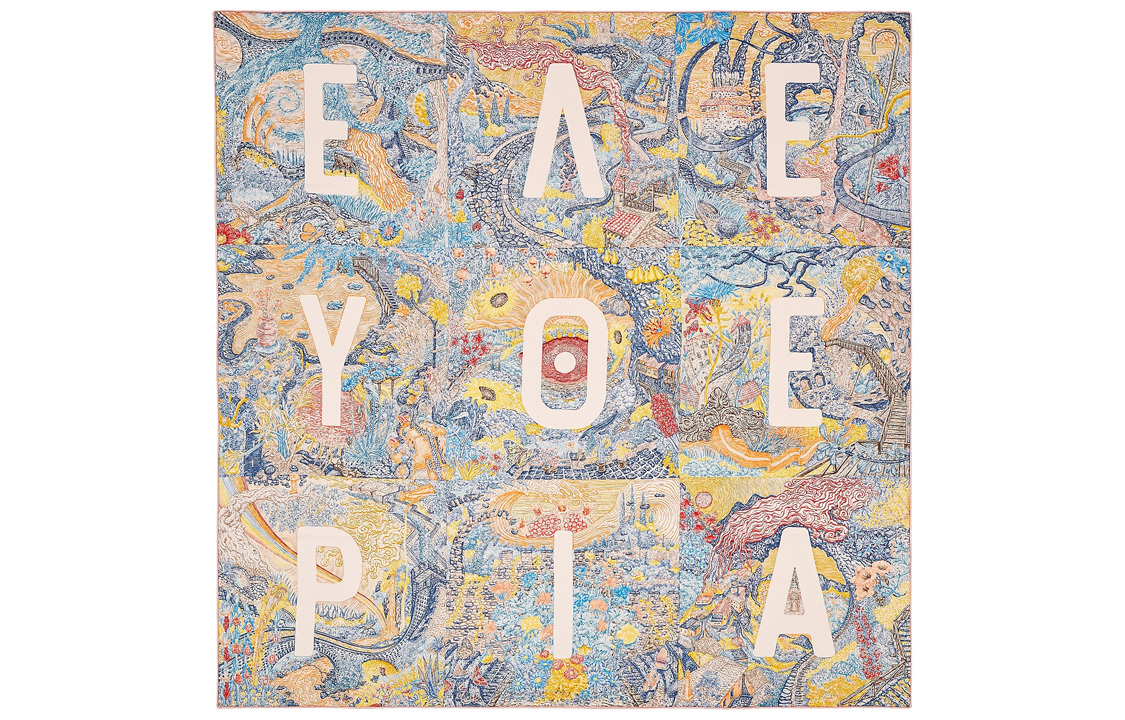 (Women) HERMES  Silk Scarf Pale Pink/Blue/Yellow 'Long Live Freedom'. H003752S-02