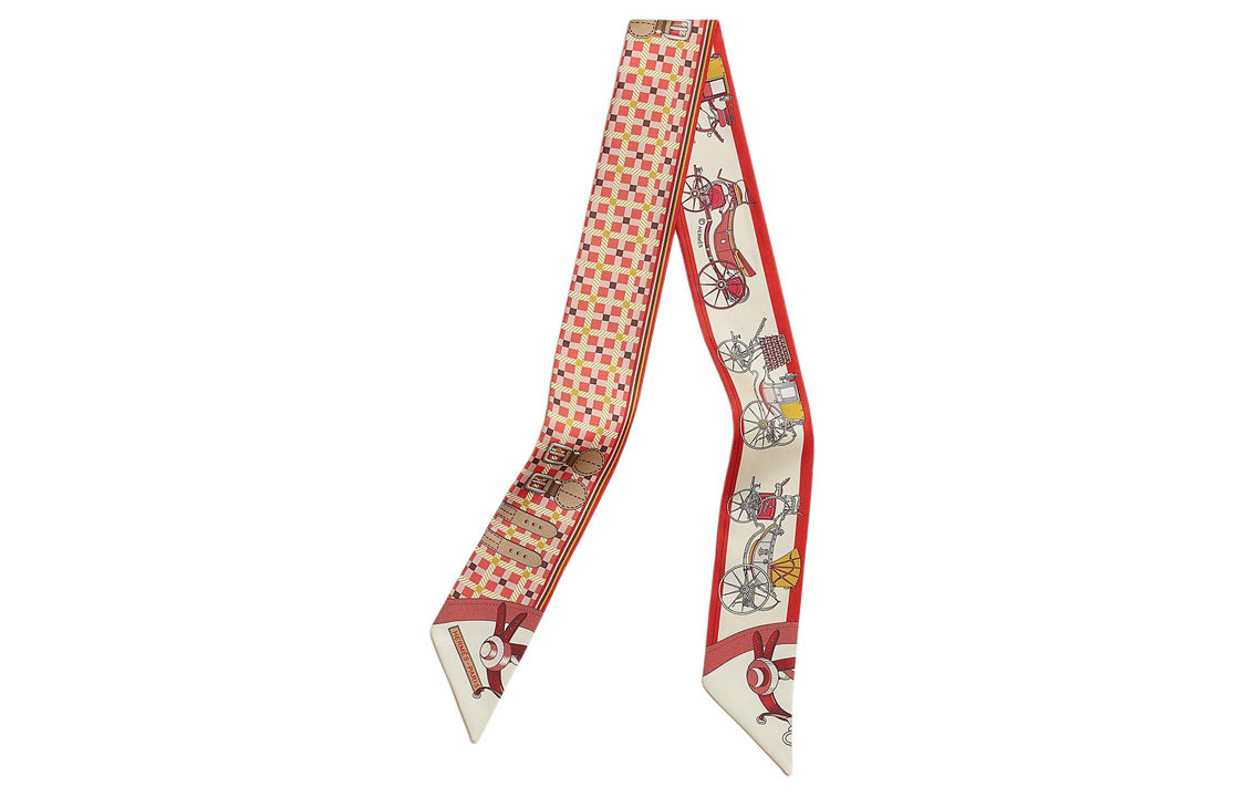 (Women) HERMES  Silk Scarf Pomegranate Red Twill Printed Design H064108Sv01