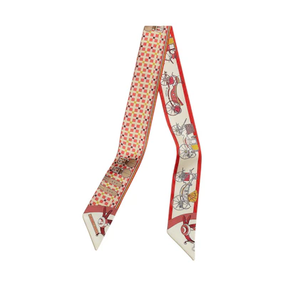 (Women) HERMES Silk Scarf Pomegranate Red Twill Printed Design H064108Sv01