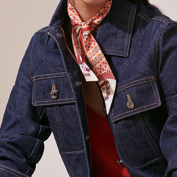 (Women) HERMES  Silk Scarf Pomegranate Red Twill Printed Design H064108Sv01 圖 3