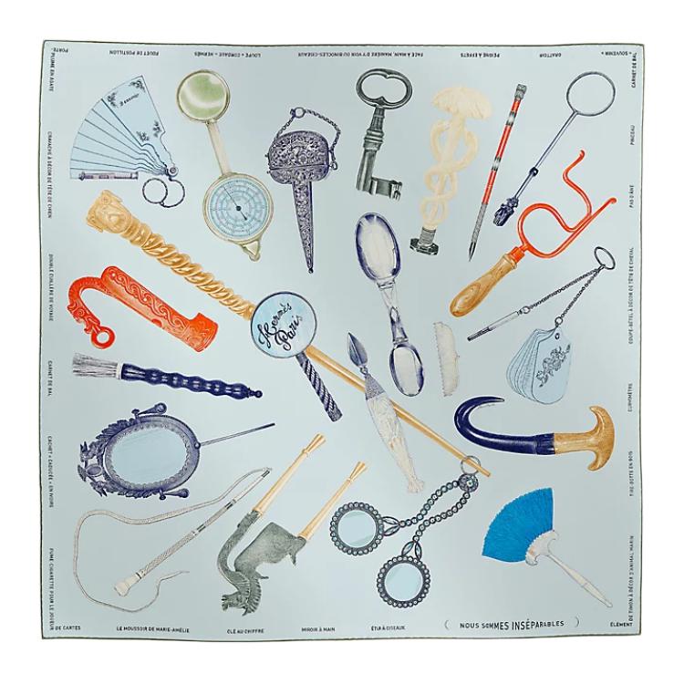 (Women) HERMES  Silk Scarf Shadow Series Sky Blue H004149Sv02