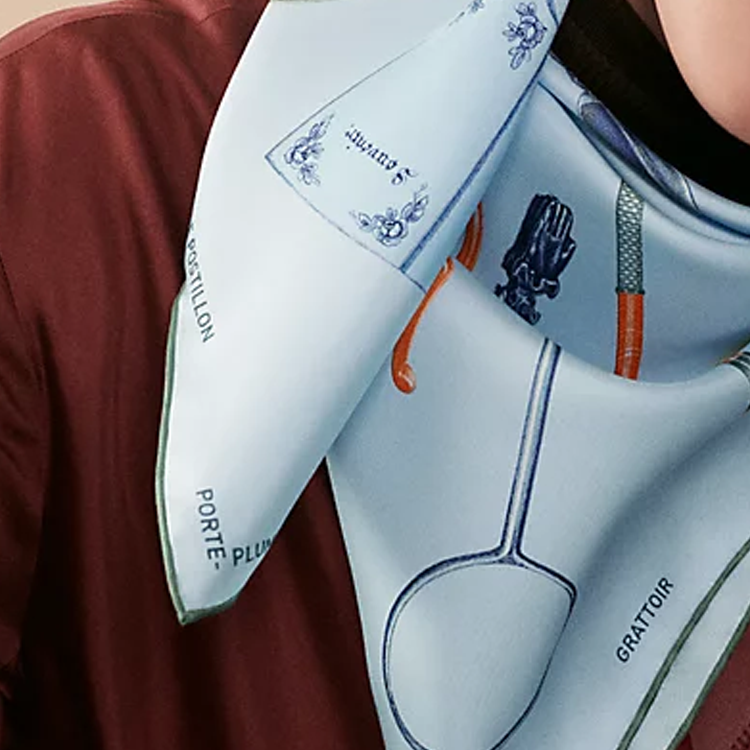 (Women) HERMES  Silk Scarf Shadow Series Sky Blue H004149Sv02 圖 4