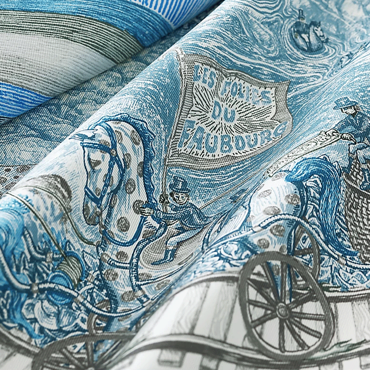 (Women) HERMES  Silk Scarf Soaring Fubao Dream Print in Indigo Blue. H004147Sv05 圖 3