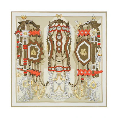 (Women) HERMES Silk Scarf with "Reins and Destiny" Print Casual Style. H003967S-09