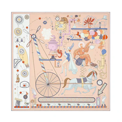 (Women) HERMES Silk Scarf with Afternoon Tea Print Design. H003968S-03
