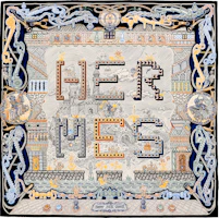 (Women) HERMES Silk Scarf with Logo Print Design - Multicolor. H004011s 06 (Women) HERMES Silk Scarf with Logo Print Design - Multicolor. H004011s 06